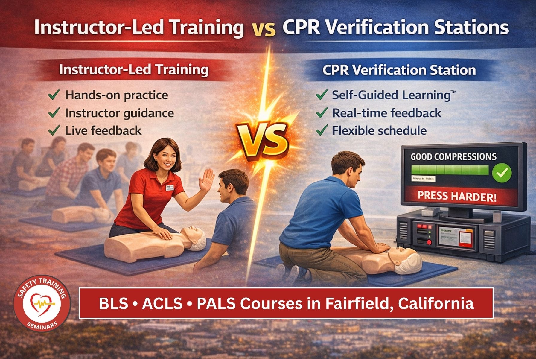Instructor-Led Training vs. CPR Verification Stations BLS, ACLS, and PALS Courses in Fairfield, CA