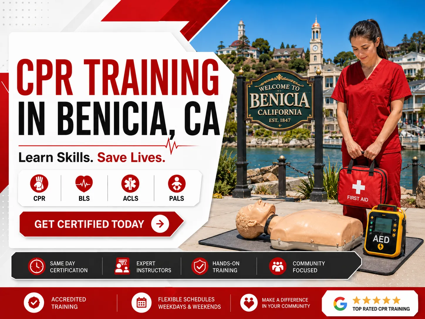 BLS certification class with AHA-approved curriculum in Benicia, CA