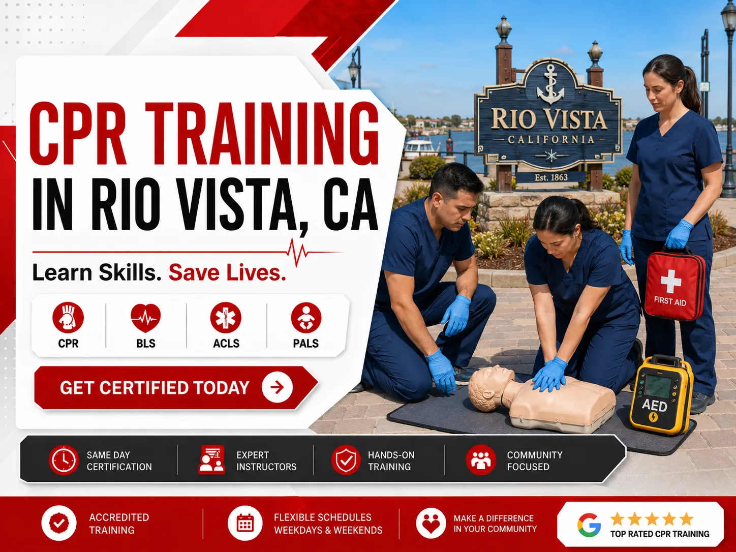 CPR, BLS, ACLS, PALS & First Aid Classes Near Rio Vista, CA